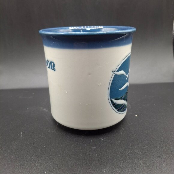 Otagiri Half Moon Bay Ceramic Mug With Seagull Design In White & Blue - Picture 2 of 6